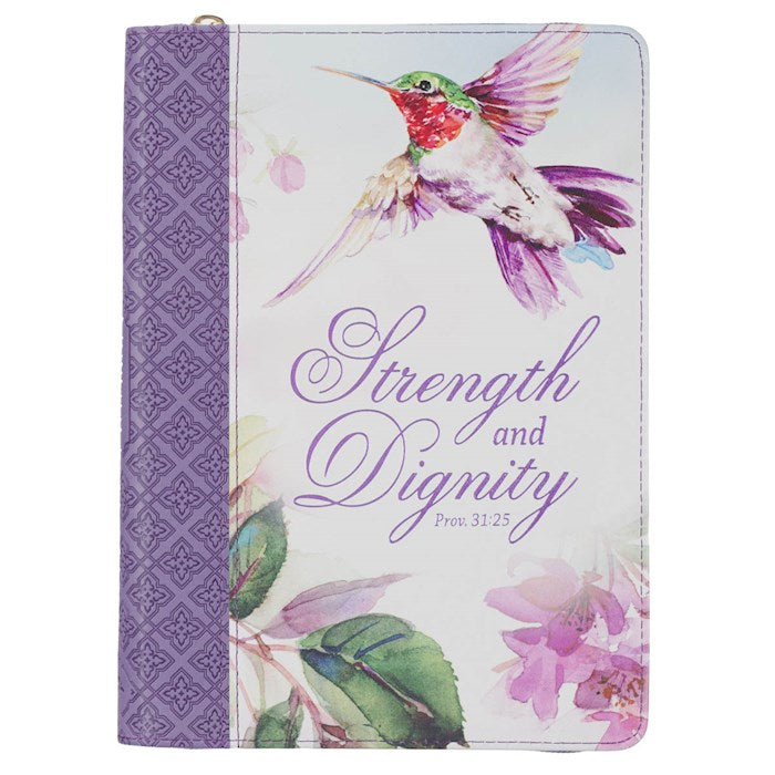 Journal-Classic w/Zip-Hummingbird-Strength And Diginity-Prov. 31:25