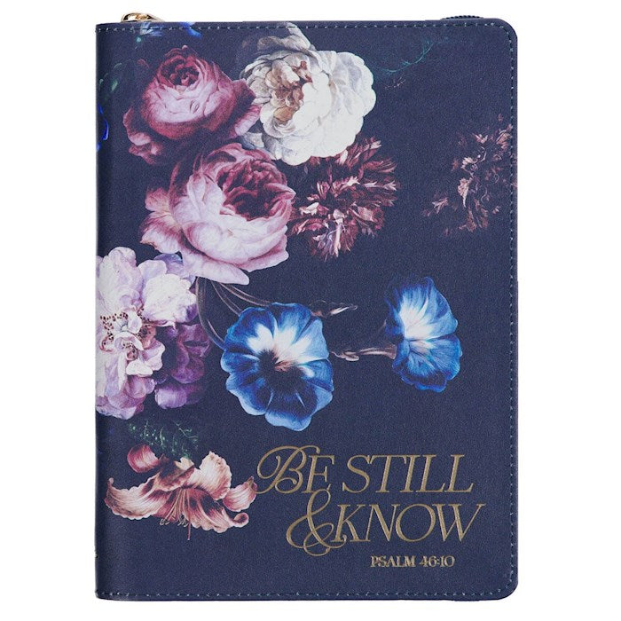 Journal-Classic w/Zip-Navy-Be Still-Ps. 46:10