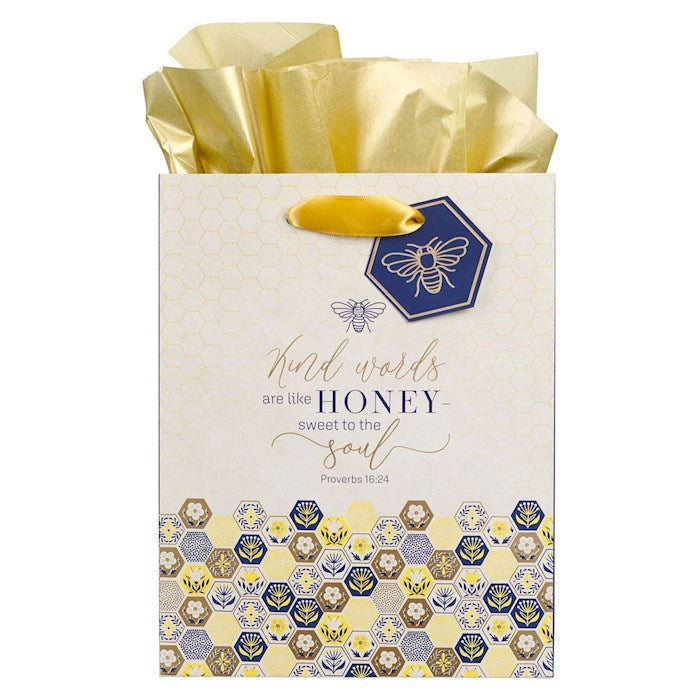 Gift Bag-Medium w/ Tag &amp; Tissue-Kind Words-Prov. 16:24