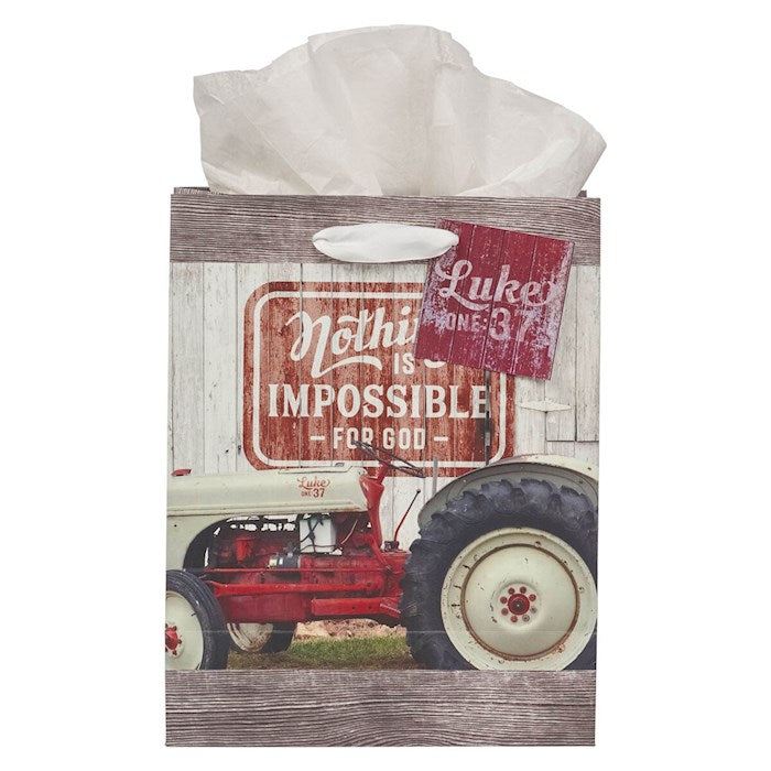 Gift Bag-Medium w/ Tag &amp; Tissue-Nothing Is Impossible-Lk. 1:37