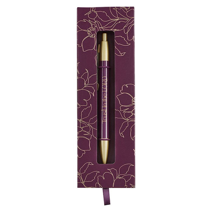 Pen-Purple Floral Border-Trust In The Lord-Prov. 3:5