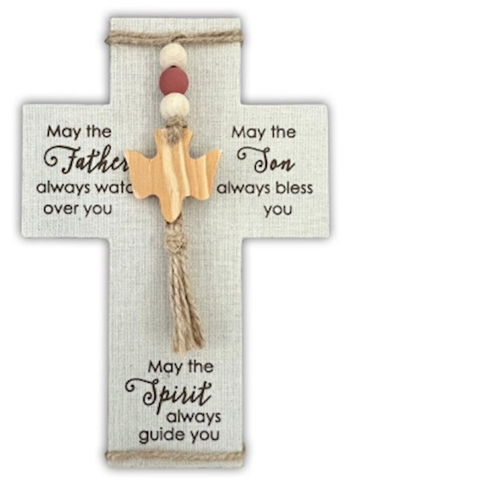 Cross-Confirmation-Fabric Wrapped-May The Father Always Watch Over You (5" x 7 1/2")