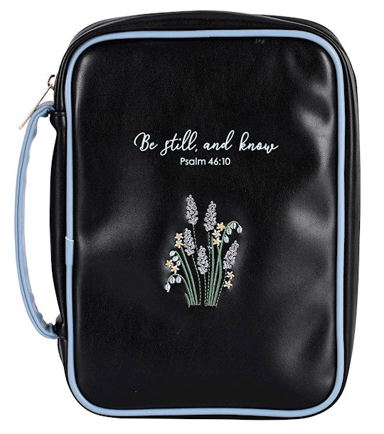 Bible Cover-Be Still And Know (Psalm 46:10)-Black-XLarge
