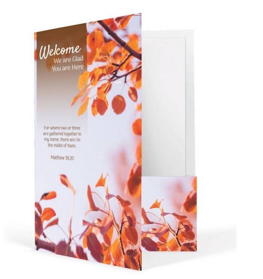 Welcome Folder-We Are Glad You Are Here (Matthew 18:20 KJV) (Pack Of 12)