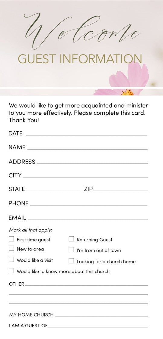 Guest Card-Welcome: We Are Glad You Are Here (Philippians 1:2 KJV) (Pack Of 50)