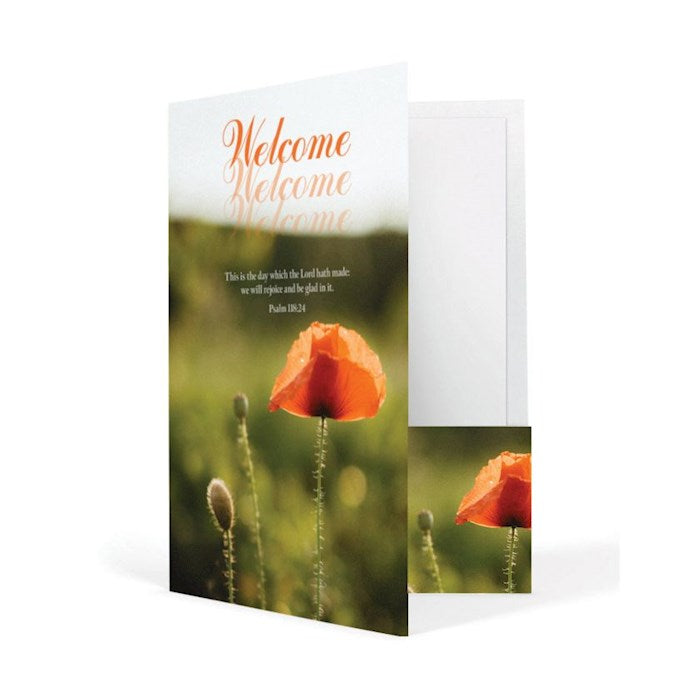 Welcome Folder-We Are Glad You Are Here (Psalm 118:24 KJV) (Pack Of 12)