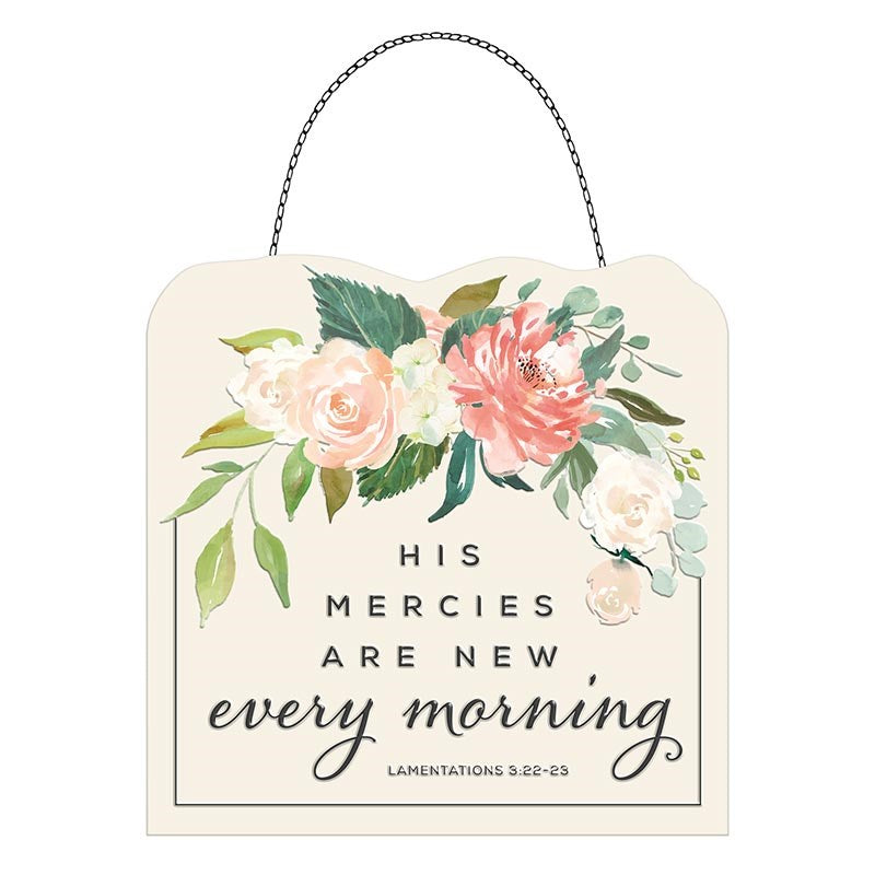 Wall Plaque-Tin-New Mercies (7&quot; x 7&quot;)