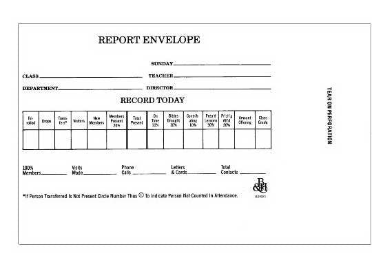 Form-Sunday School Report Envelope (Form 45L) (Pack Of 100)