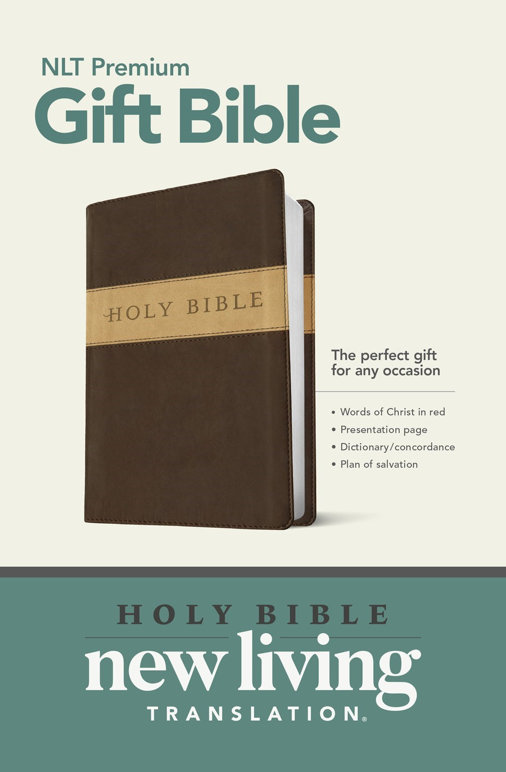 NLT Premium Gift Bible-Tan/Brown TuTone