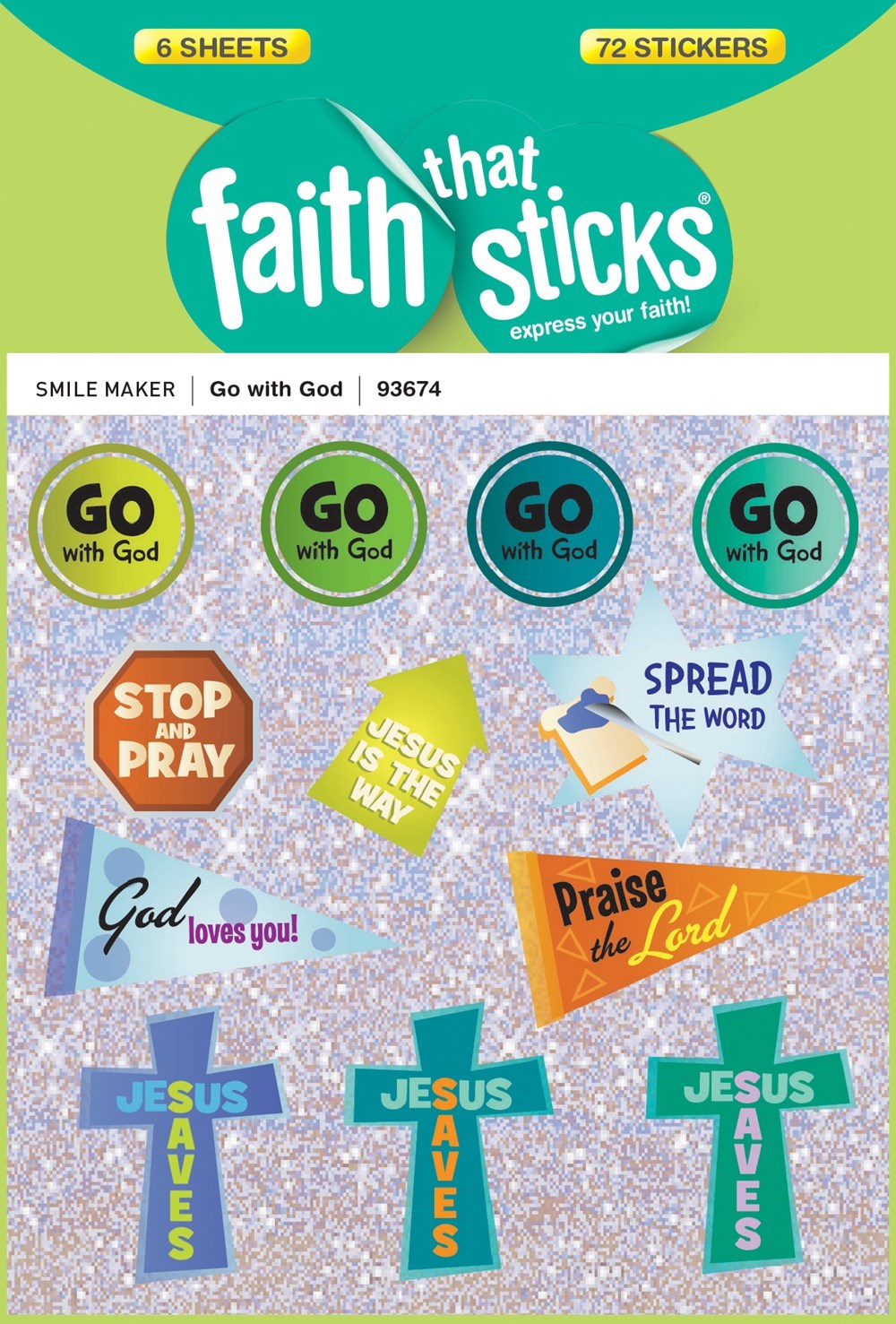 Sticker-Go With God (6 Sheets) (Faith That Sticks)