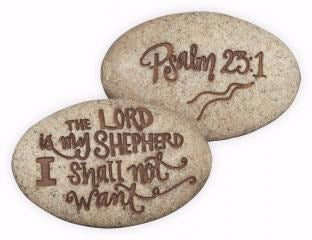 Stone-Psalm-Lord Is My Shepherd I Shall Not Want-Psalm 23:1 (2&quot;) (Pack Of 12)