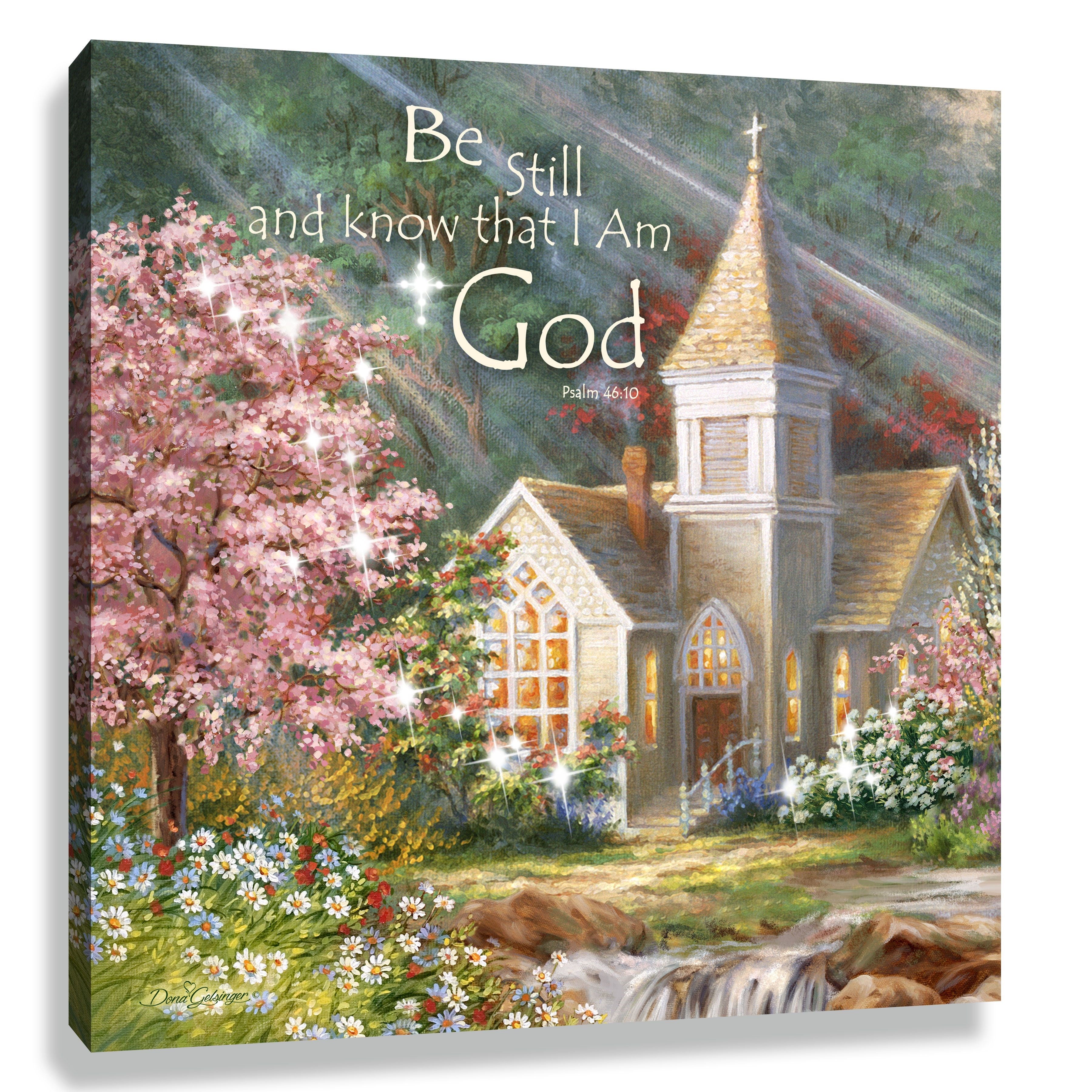 Pizazz Print-Be Still/Chapel w/Swarovski Crystals (10&quot; x 10&quot;)