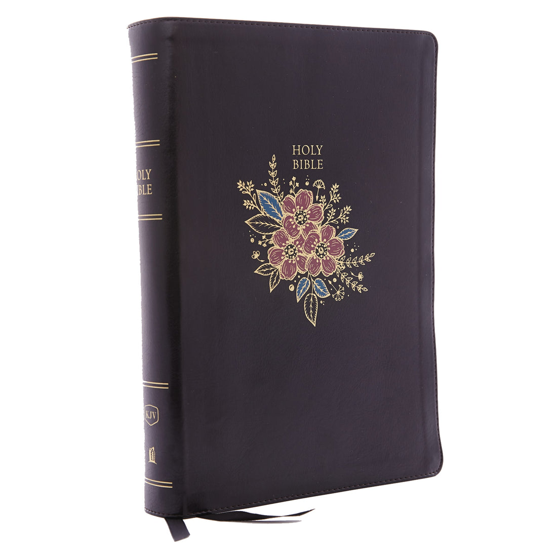 KJV Super Giant Print Reference Bible (Comfort Print)-Black Deluxe Floral Leathersoft
