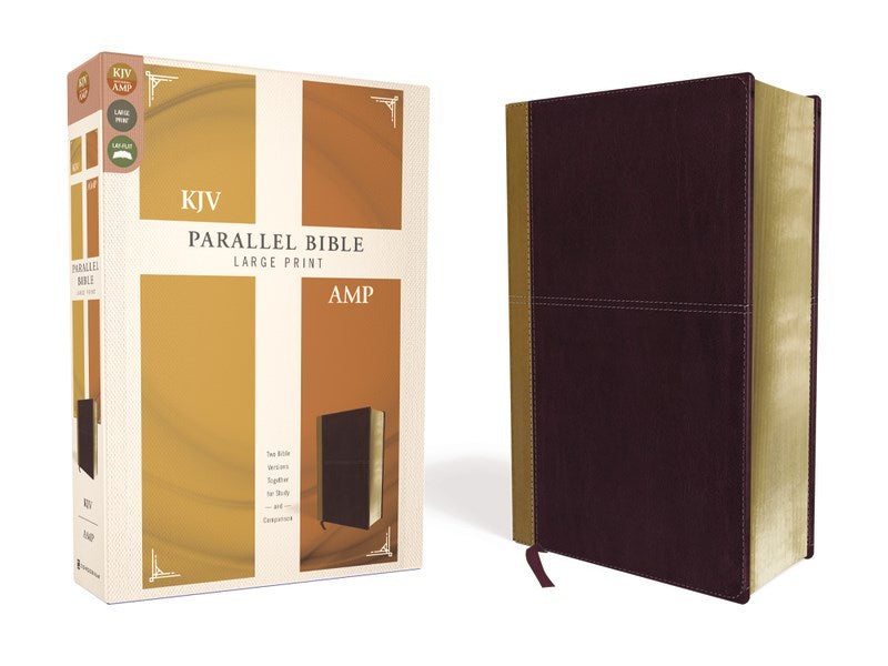Seed of Abraham Christian Bookstore - KJV/Amplified Parallel Bible/Large Print-Camel/Burgundy Leathersoft