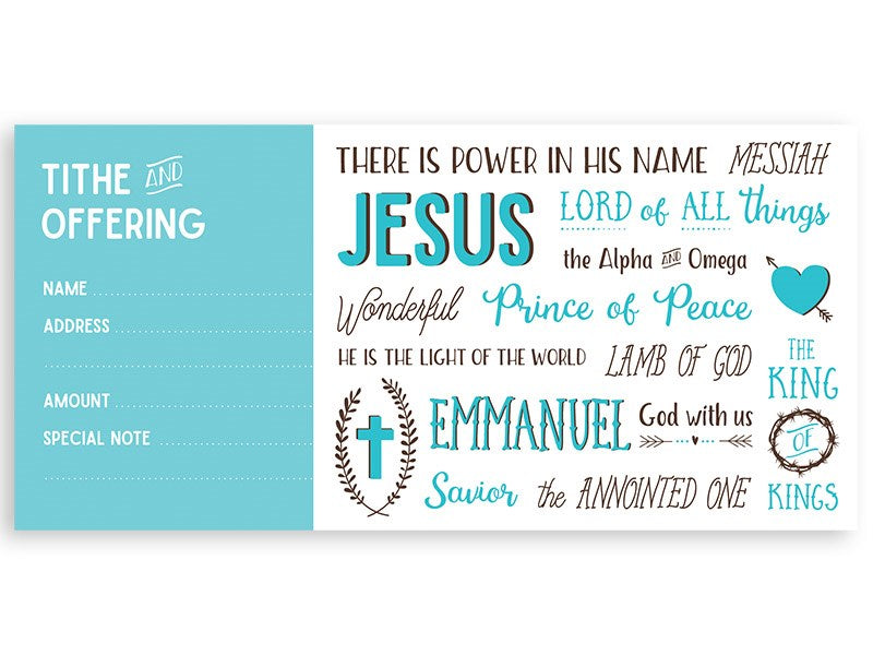 Seed of Abraham Christian Bookstore - (In)Courage - Offering Envelope-Names Of Jesus (Pack Of 100)