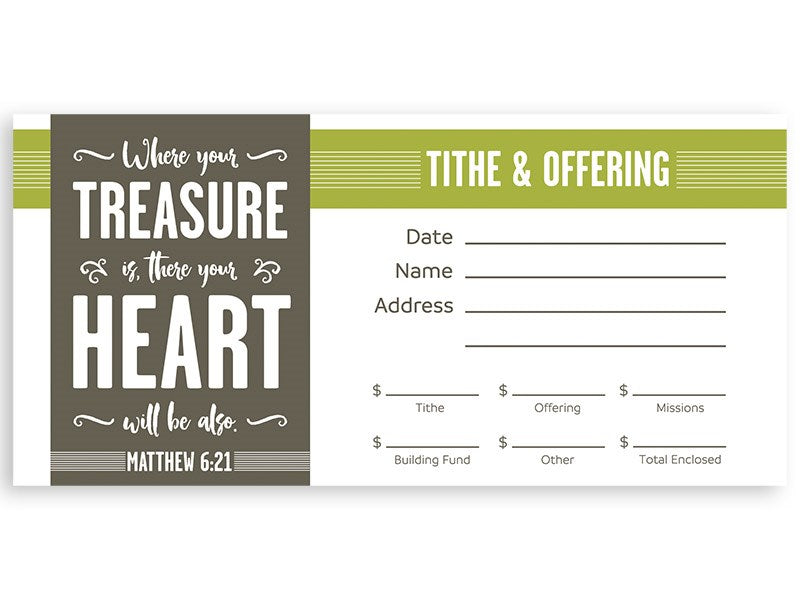 Seed of Abraham Christian Bookstore - (In)Courage - Offering Envelope-Treasure (Matt 6:21) (Pack Of 100)