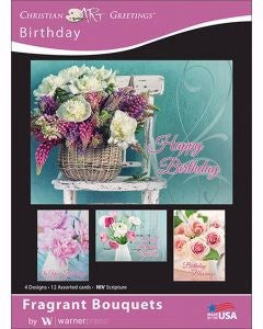 Seed of Abraham Christian Bookstore - (In)Courage - Card-Boxed-Fragrant Bouquets Assorted Birthday (NIV) (Box Of 12)