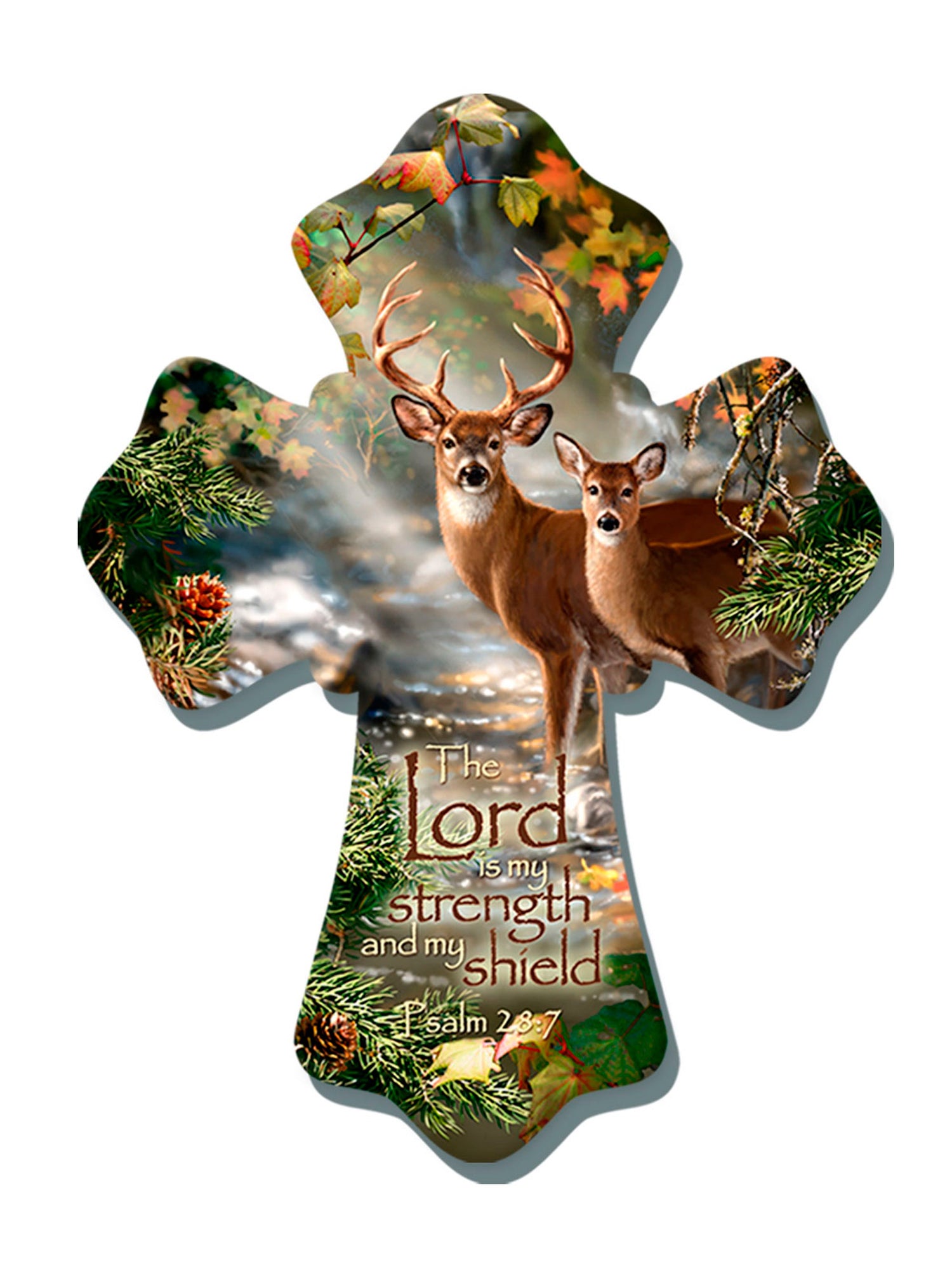 Wall Cross-Deer/Lord Is My Strength (6&quot; x 8&quot;)