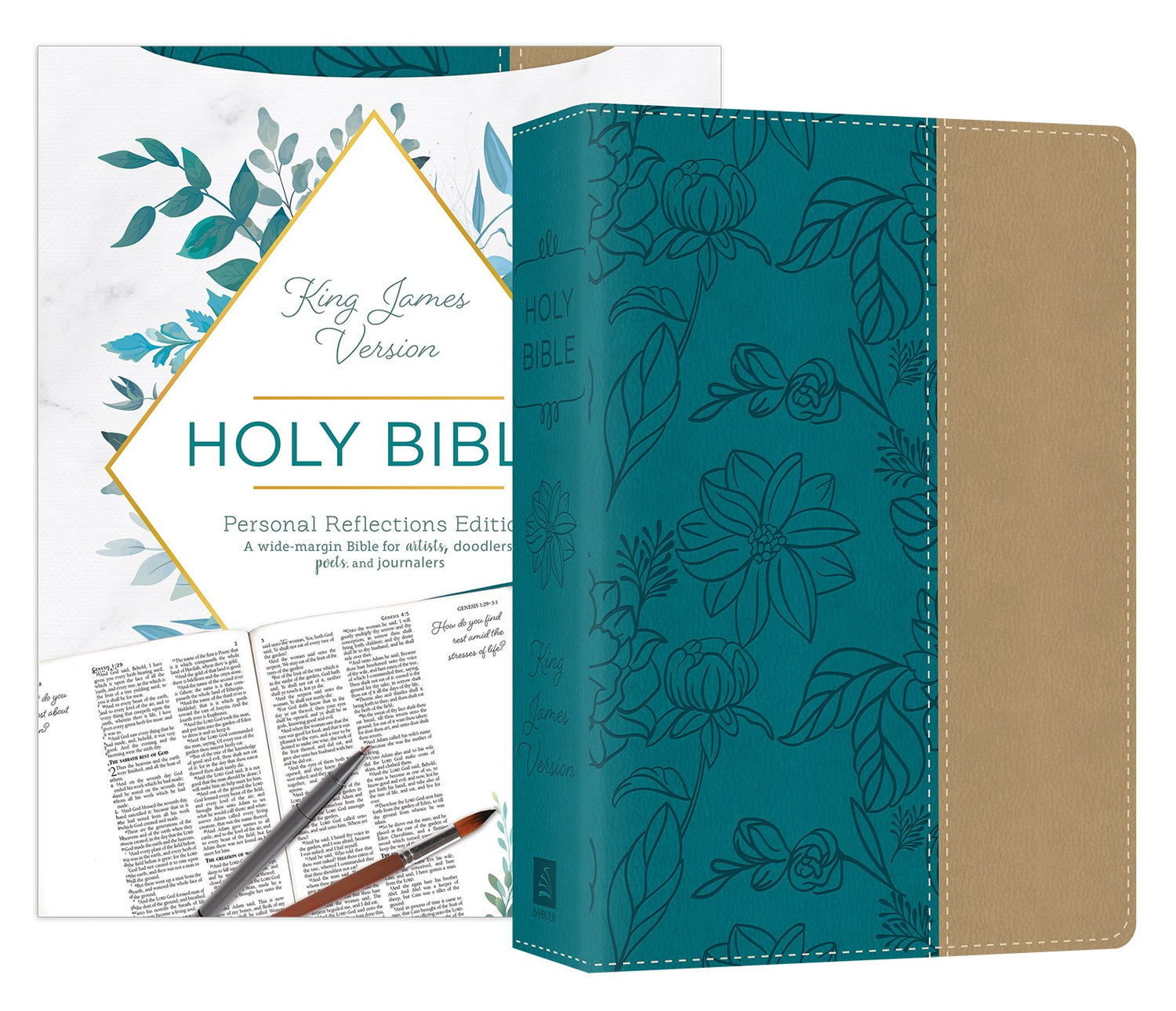 Seed of Abraham Christian Bookstore - (In)Courage - KJV Personal Reflections Bible With Prompts-Teal/Tan DiCarta Leatherlike