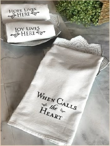 Tea Towel-When Calls The Heart-Contemporary Black (Set Of 3) (30&quot; x 30&quot;)