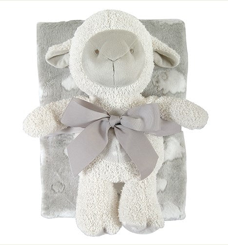 Lamb Blanket &amp; Toy Set-Grey (2 Pieces)