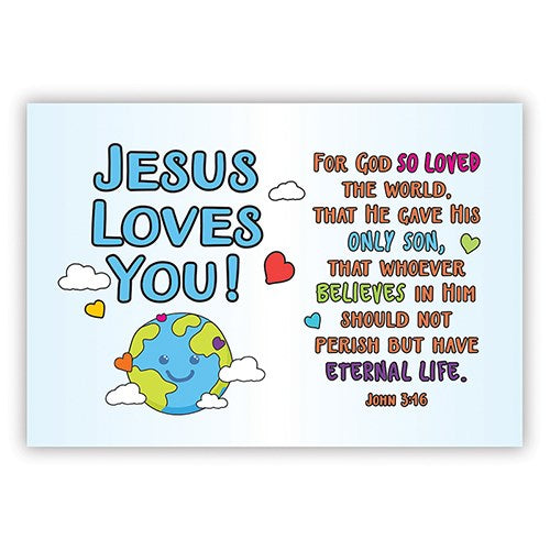 Seed of Abraham Christian Bookstore - (In)Courage - Cards-Pass It On-Jesus Loves You/Globe (3&quot; x 2&quot;) (Pack Of 25)