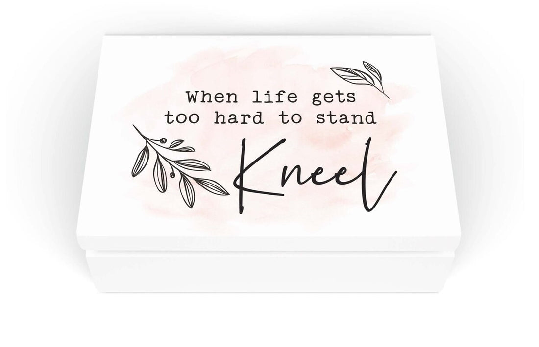 Prayer Box-When Life Gets Too Hard Kneel w/Cards &amp; Pencil (4.5&quot; x 3.25&quot; x 1.5&quot;)