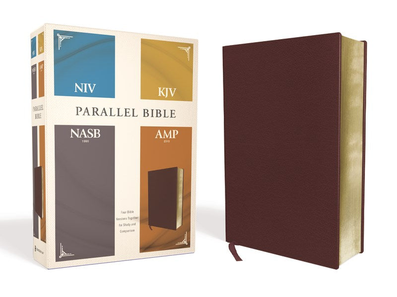 Seed of Abraham Christian Bookstore - NIV/KJV/NASB/Amplified Parallel Bible-Burgundy Bonded Leather