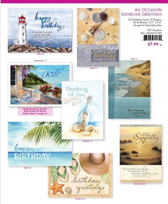 Seed of Abraham Christian Bookstore - (In)Courage - Card-Boxed-Value-All Occasion Shoreline Greetings (Box Of 24)