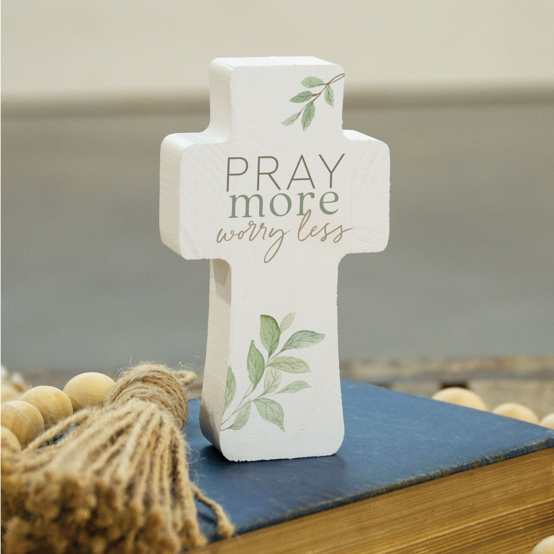Tabletop Decor-Shape-Pray More/Cross (2.75 x 5)