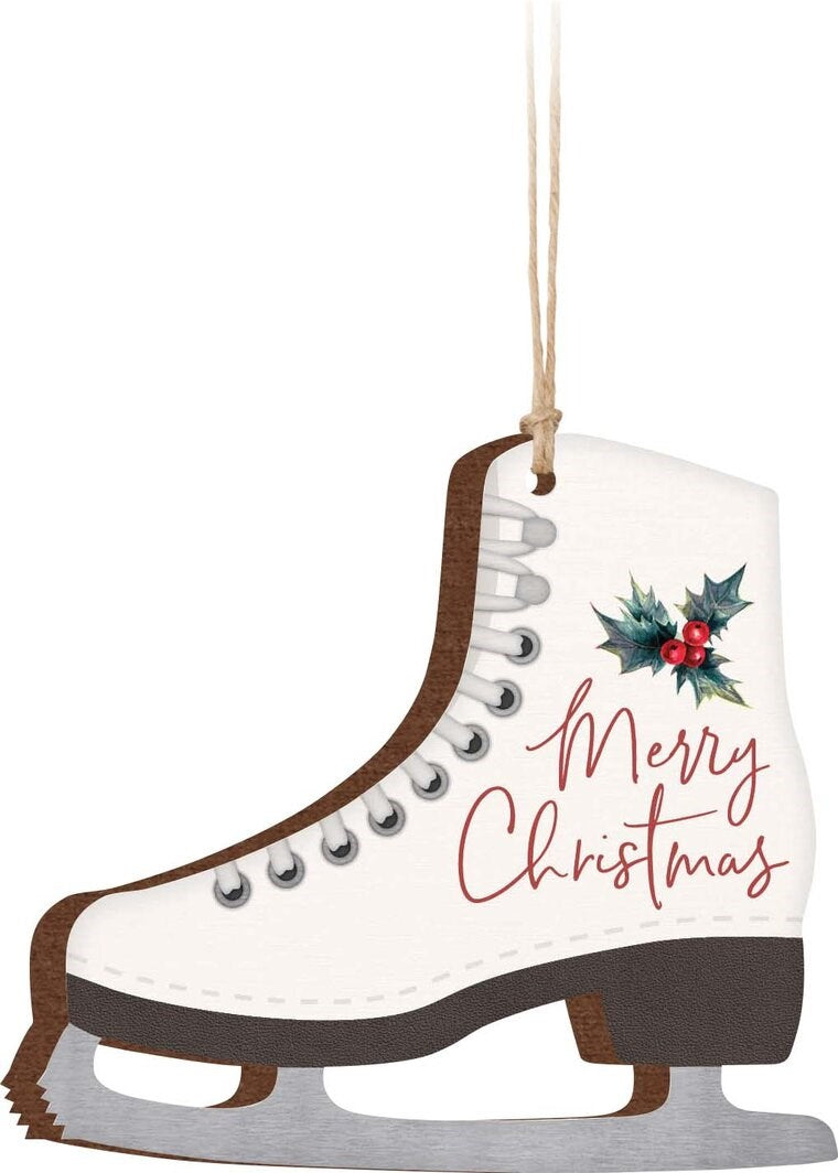 Ornament-Skate-Merry Christmas (3&quot; x 3.5&quot;)
