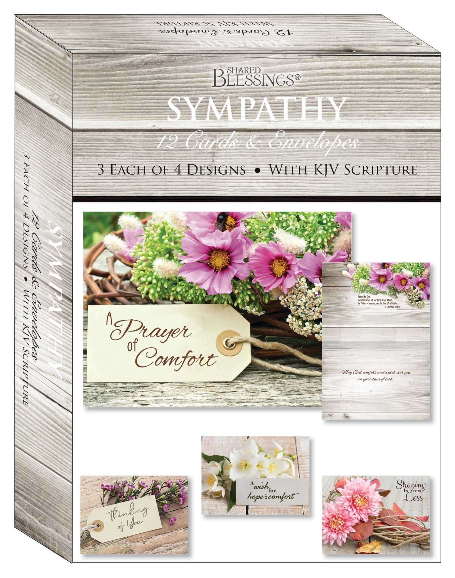 Seed of Abraham Christian Bookstore - (In)Courage - Card-Boxed-Shared Blessings-Sympathy Rustic Flowers (Box Of 12)