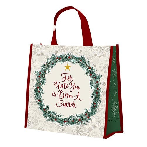 Tote Bag-Laminated-For Unto You Is Born A Savior (12&quot; Square/5&quot; Gusset)