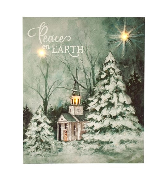 Light Up Canvas-Church/Peace On Earth (15 3/4&quot; x 19 5/8&quot;)