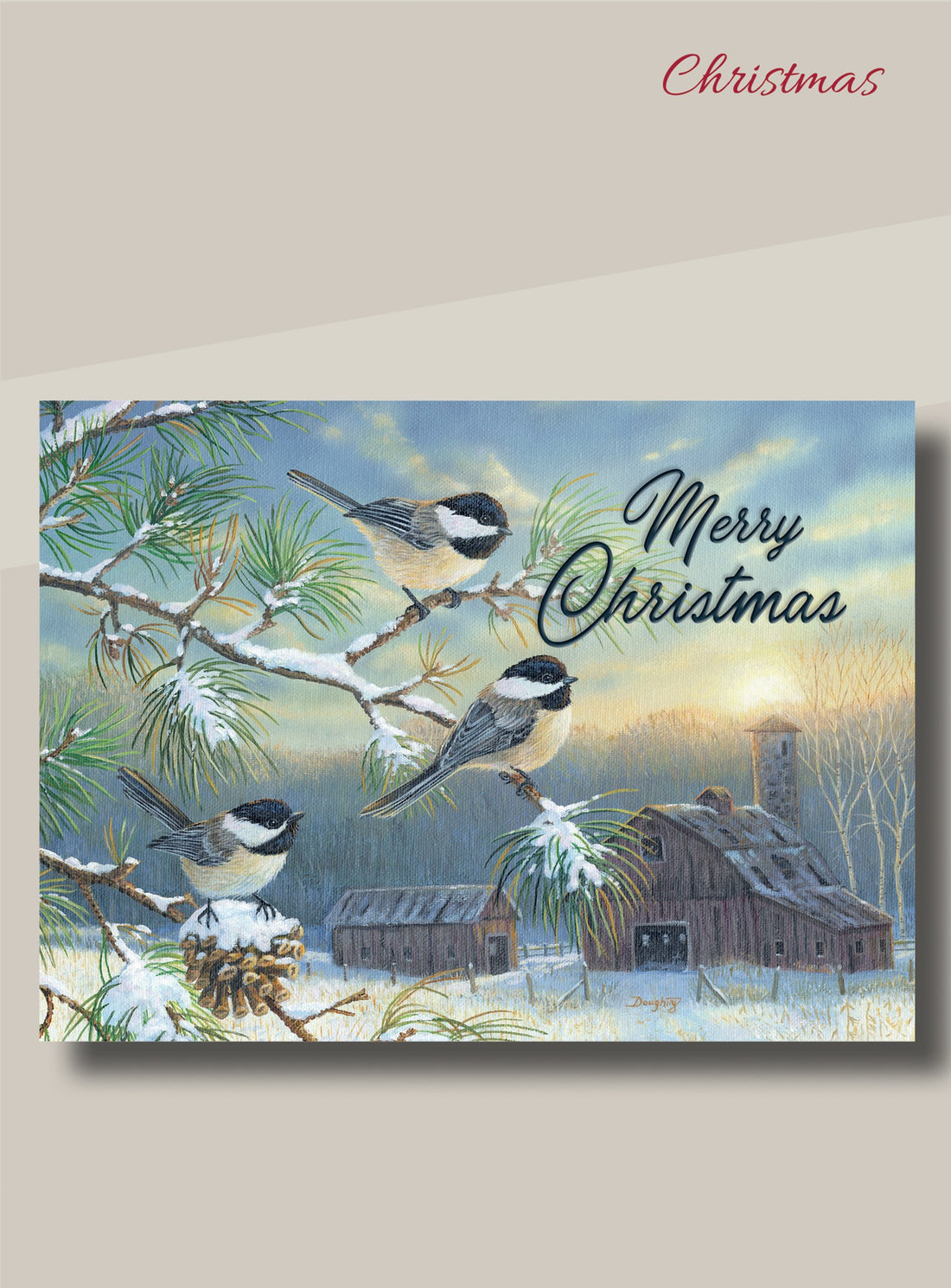 Card-Boxed-Christmas-Farmland Chickadees w/Scripture (Box Of 12)
