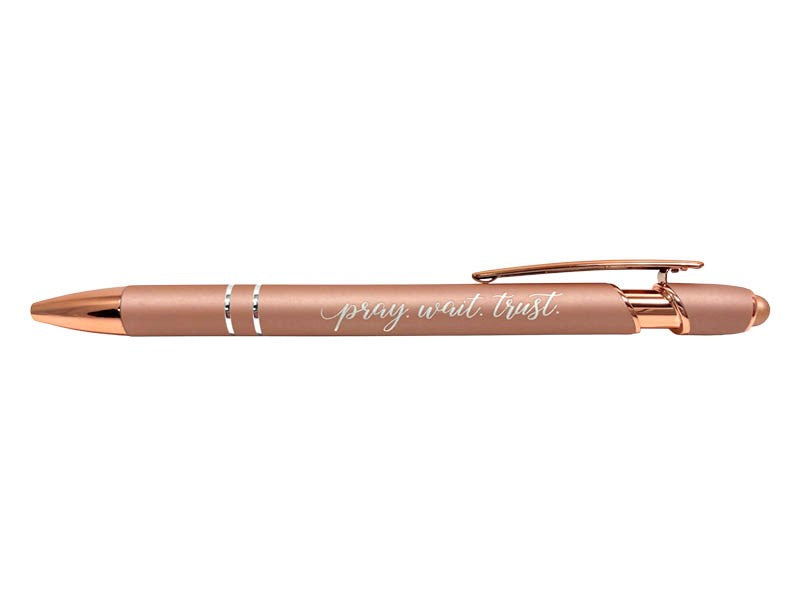 Soft Touch Gift Pen-Pray Wait Trust-Rose Gold