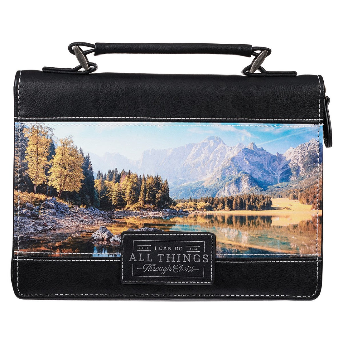 Bible Cover-Classic Luxleather-I Can Do All Things Through Christ-Black-LRG