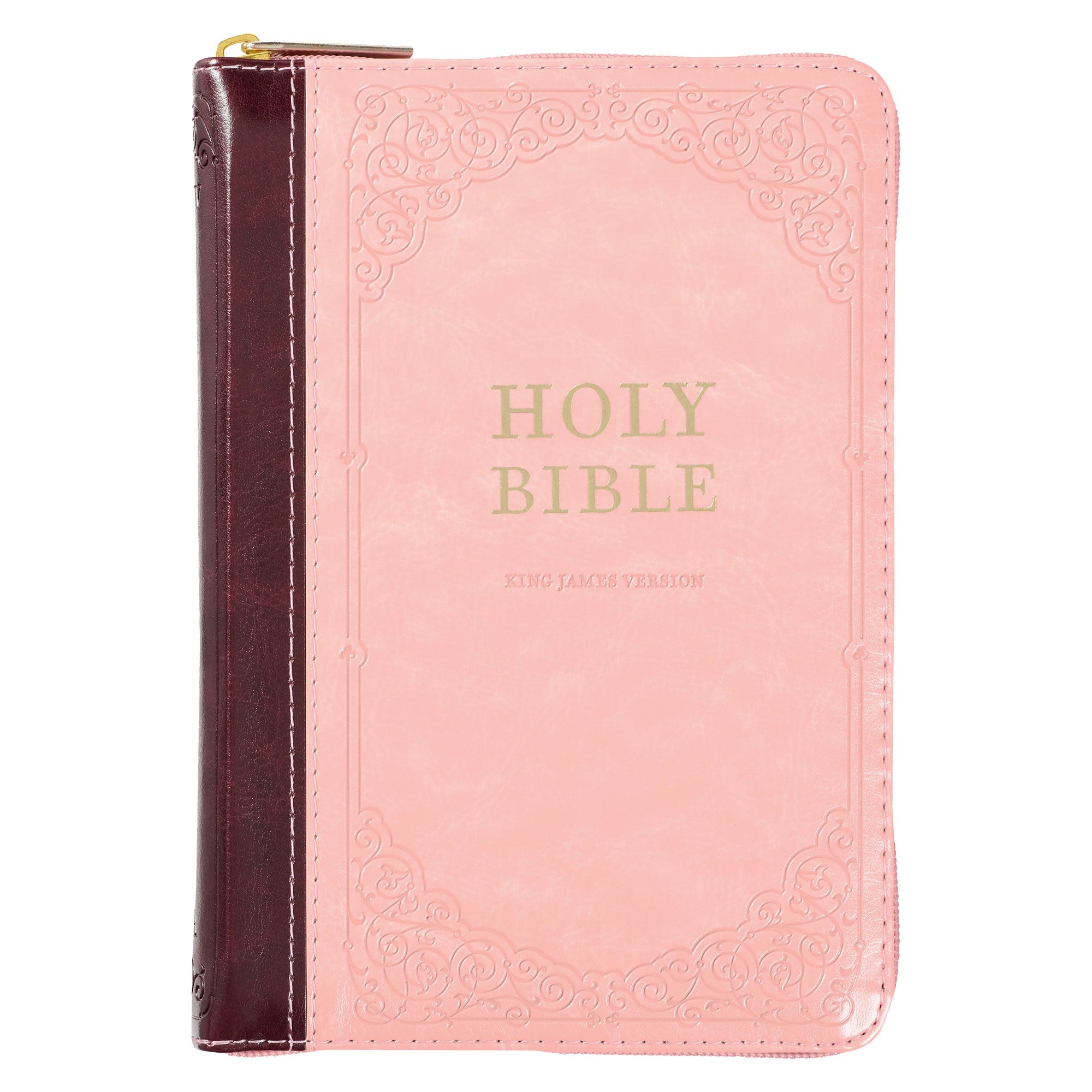 Seed of Abraham Christian Bookstore - (In)Courage - KJV Compact Bible-Pink/Burgundy LuxLeather with Zipper