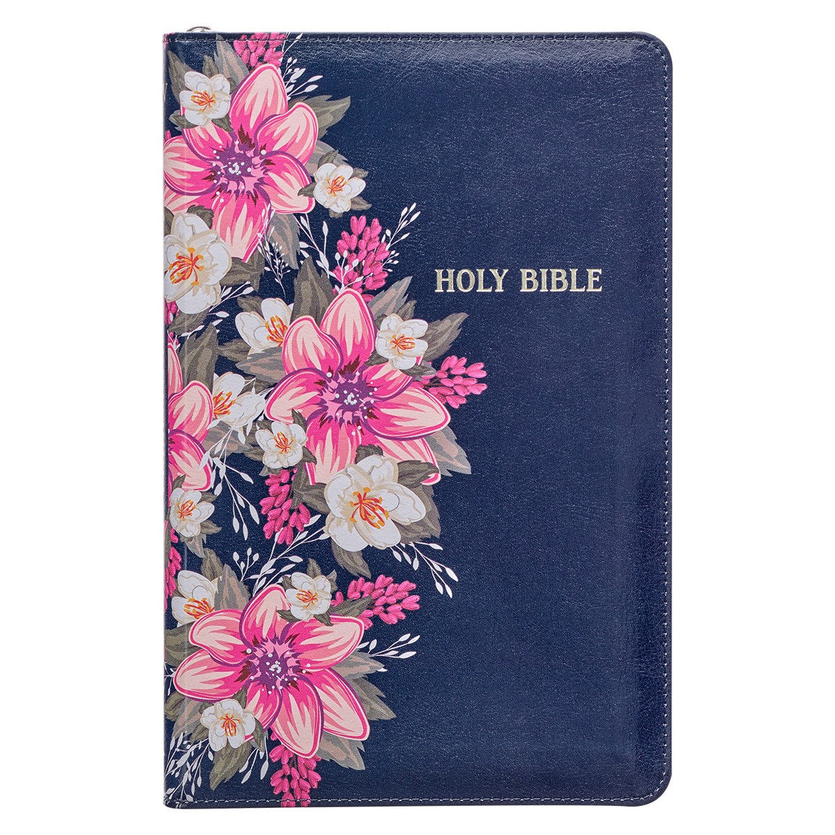 Seed of Abraham Christian Bookstore - (In)Courage - KJV Deluxe Gift Bible-Printed Floral Blue LuxLeather with Zipper