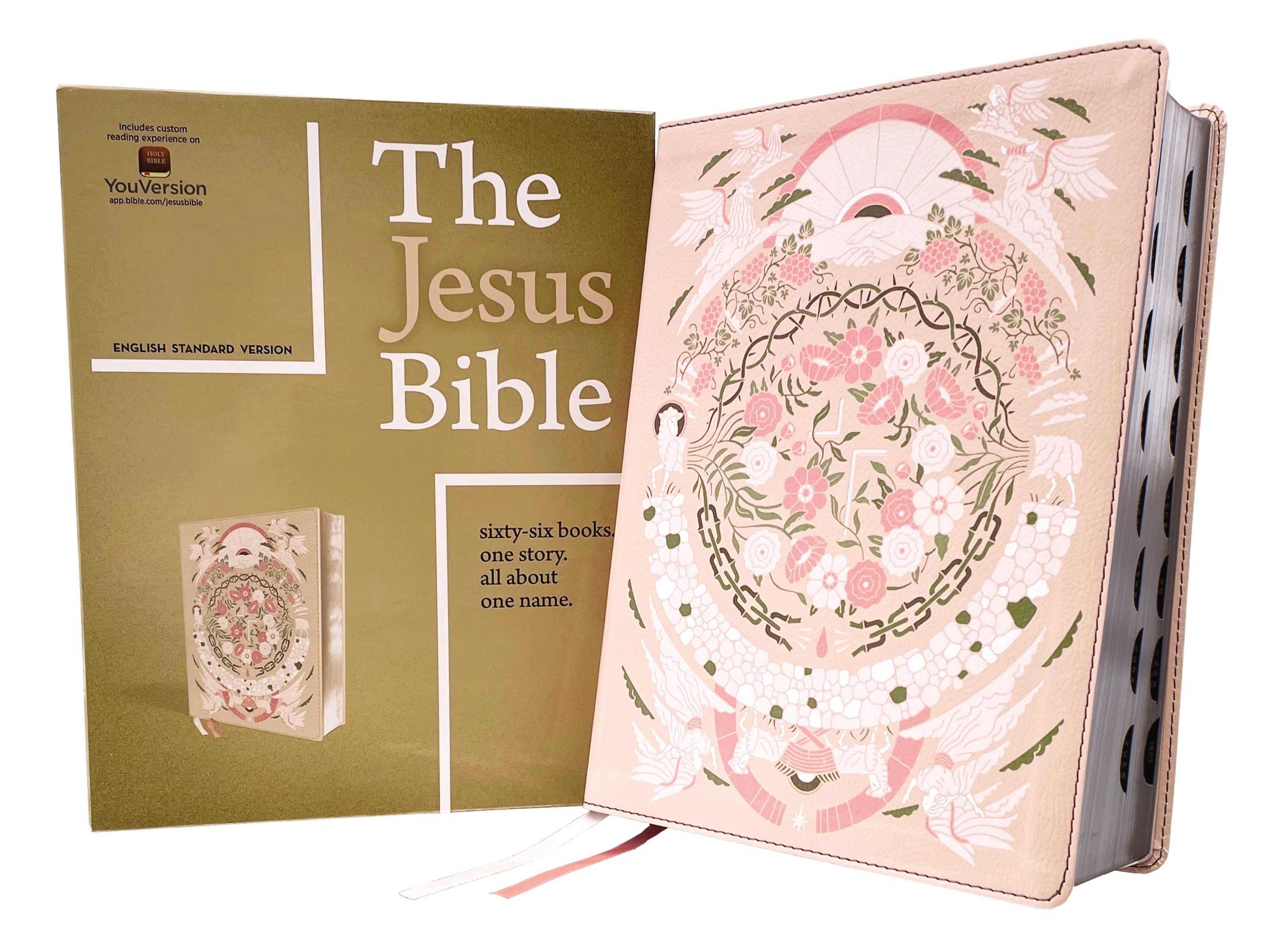 Seed of Abraham Christian Bookstore - ESV The Jesus Bible Artist Edition-Peach Floral Leathersoft Indexed