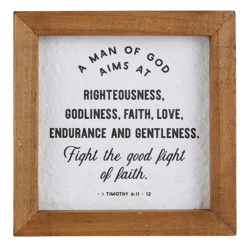 Framed Tabletop Plaque-Man Of God (5&quot; SQ)