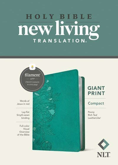 Seed of Abraham Christian Bookstore - NLT Compact Giant Print Bible/Filament Enabled Edition-Peony Rich Teal LeatherLike