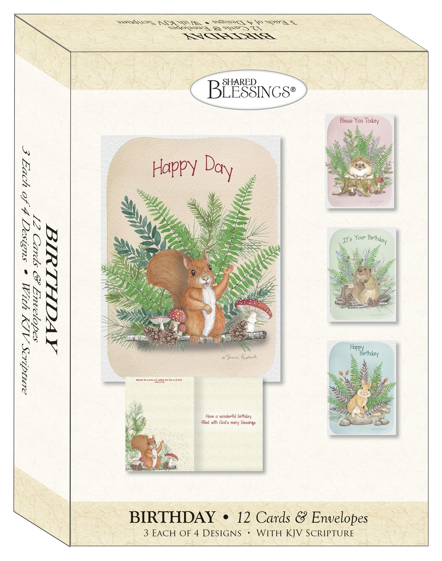 Seed of Abraham Christian Bookstore - (In)Courage - Card-Boxed-Shared Blessings-Childrens Birthday-Woodland Critters (Box Of 12)