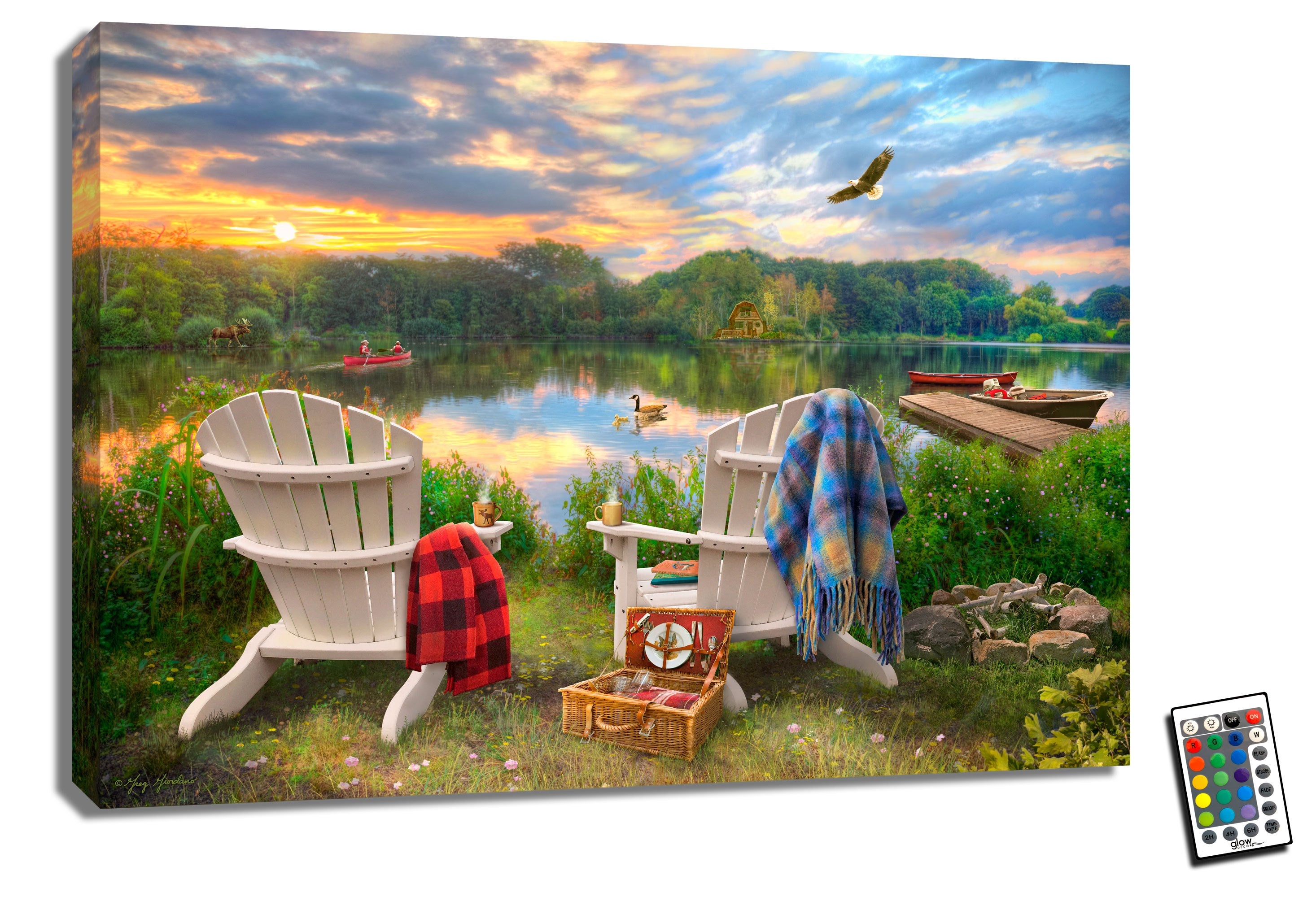 Mounted Print-Adirondack Chairs (Backlit Print) (18&quot; x 24&quot;)