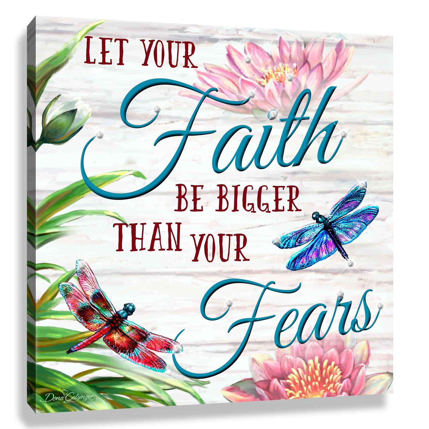 Pizazz Print-Faith Over Fear w/Swarovski Crystals (10&quot; X 10&quot;)
