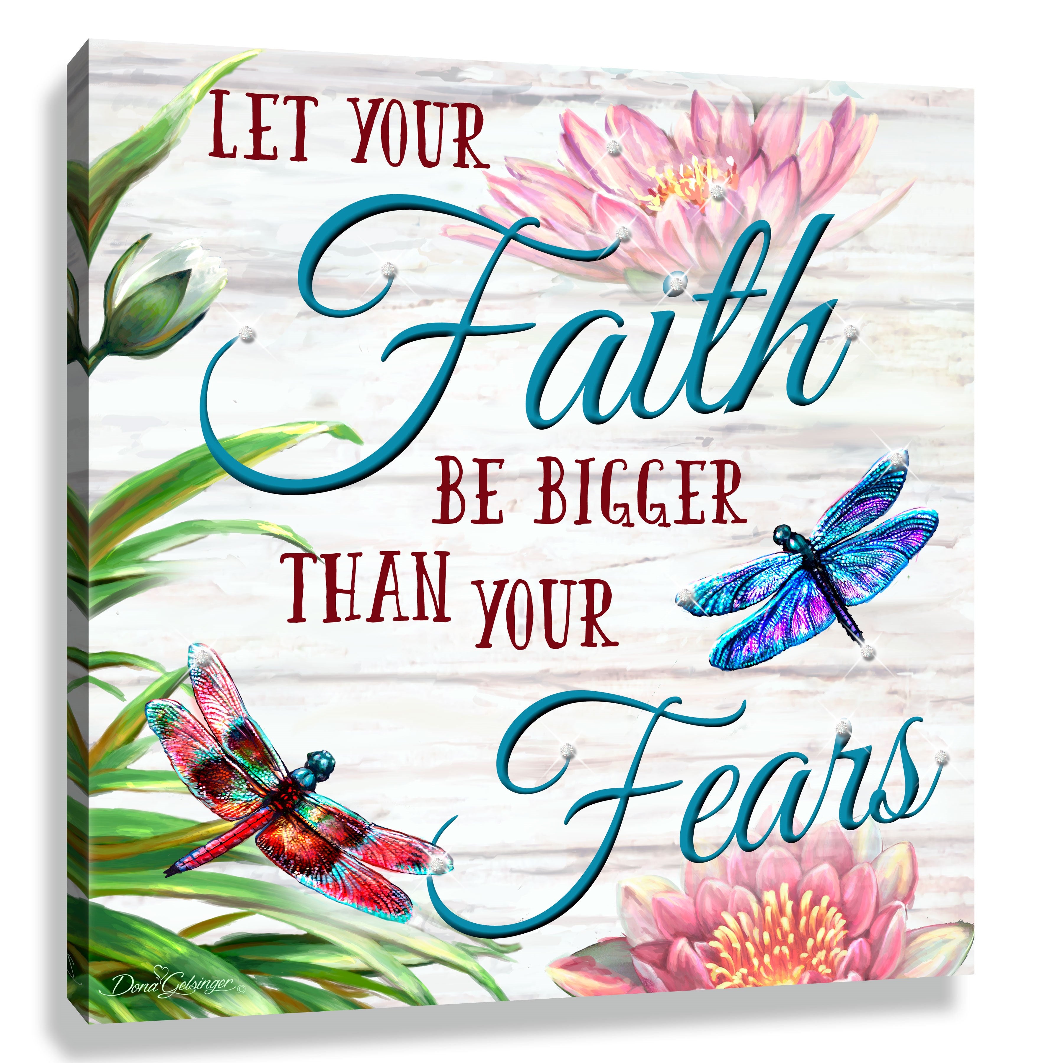 Pizazz Print-Faith Over Fear w/Swarovski Crystals (10&quot; X 10&quot;)