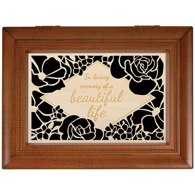 Music Box-Wood Engraved-Beautiful Life/Amazing Grace (6&quot; X 8&quot; x 2.3/4&quot;)