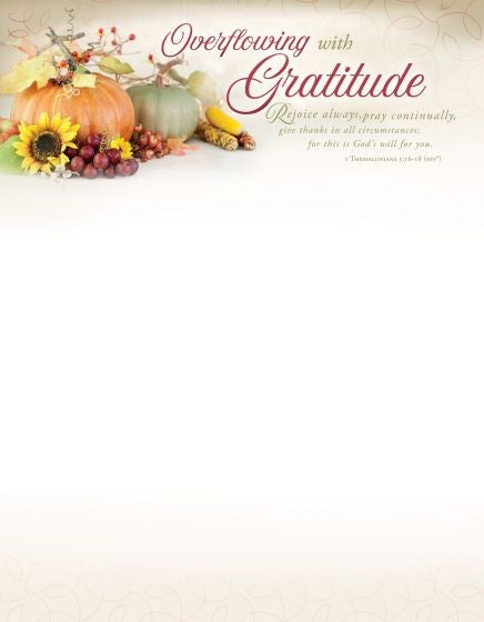 Letterhead-Overflowing With Gratitude (Pack Of 100)