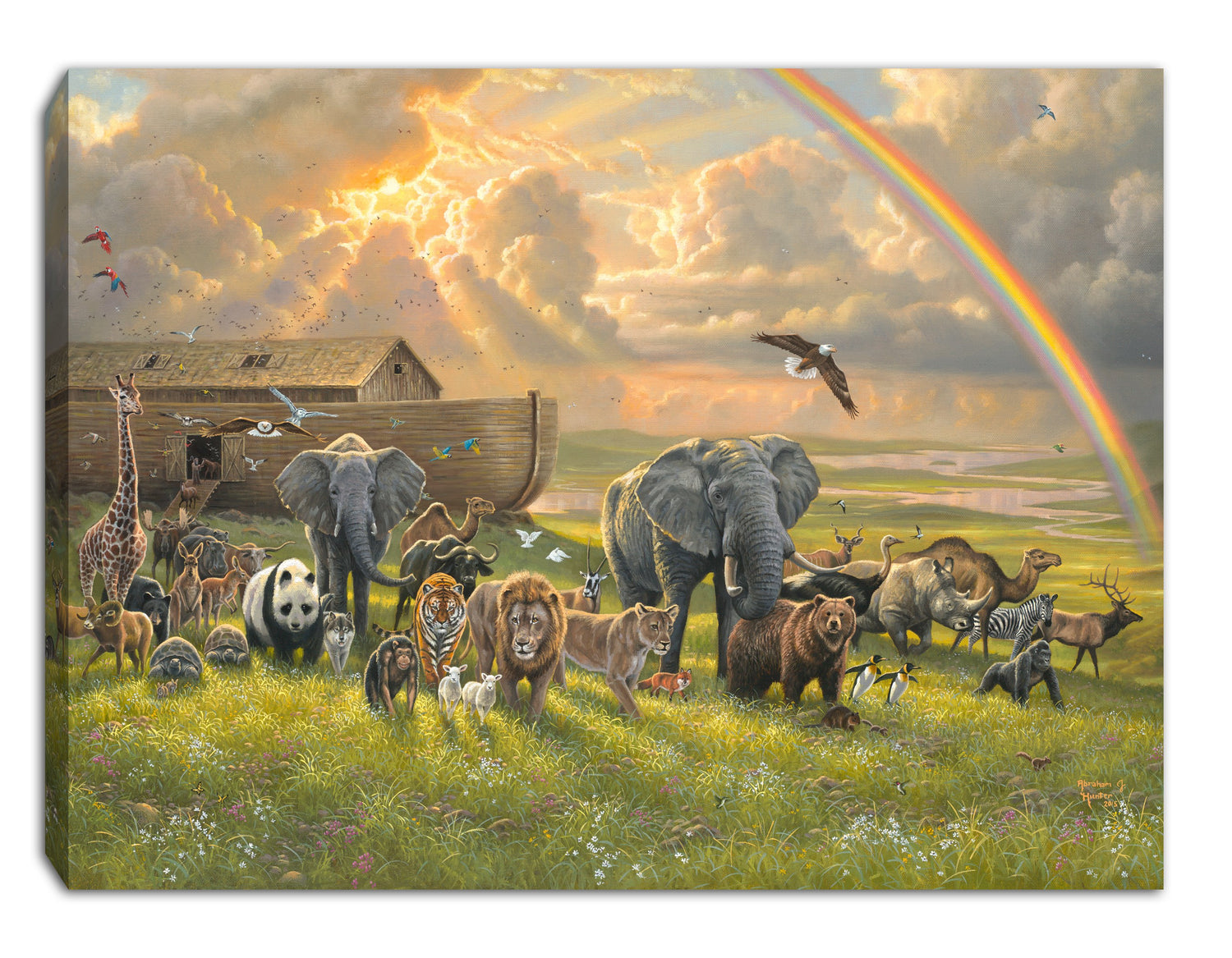 Mini Canvas-A New Beginning/Noahs Ark-LED Tabletop w/Timer (8&quot; x 6&quot;)