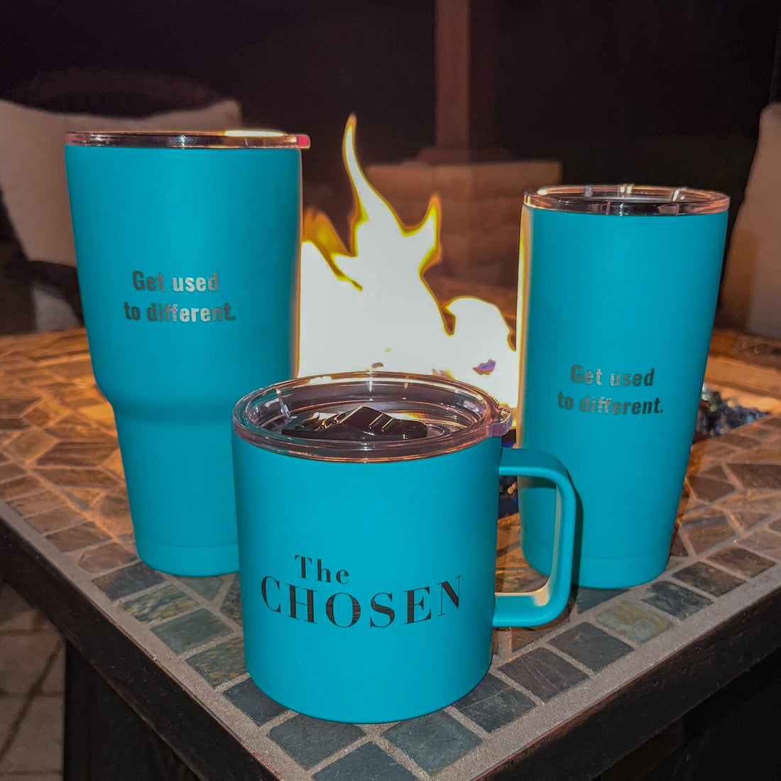 Mug-Get Used To Different-The Chosen-Stainless Steel-Teal-16 oz